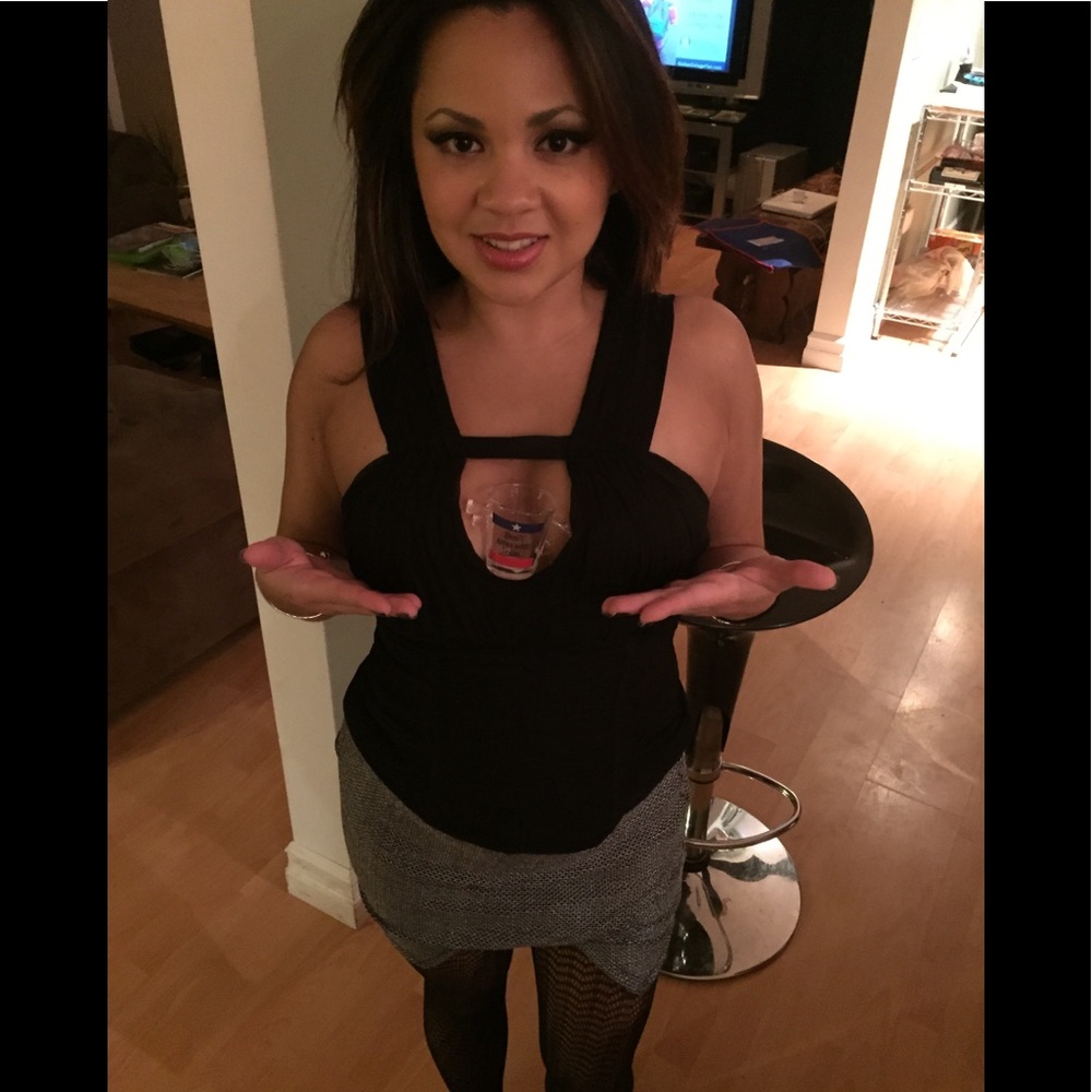 Sexy Cut Out black Silk Bebe Top XS